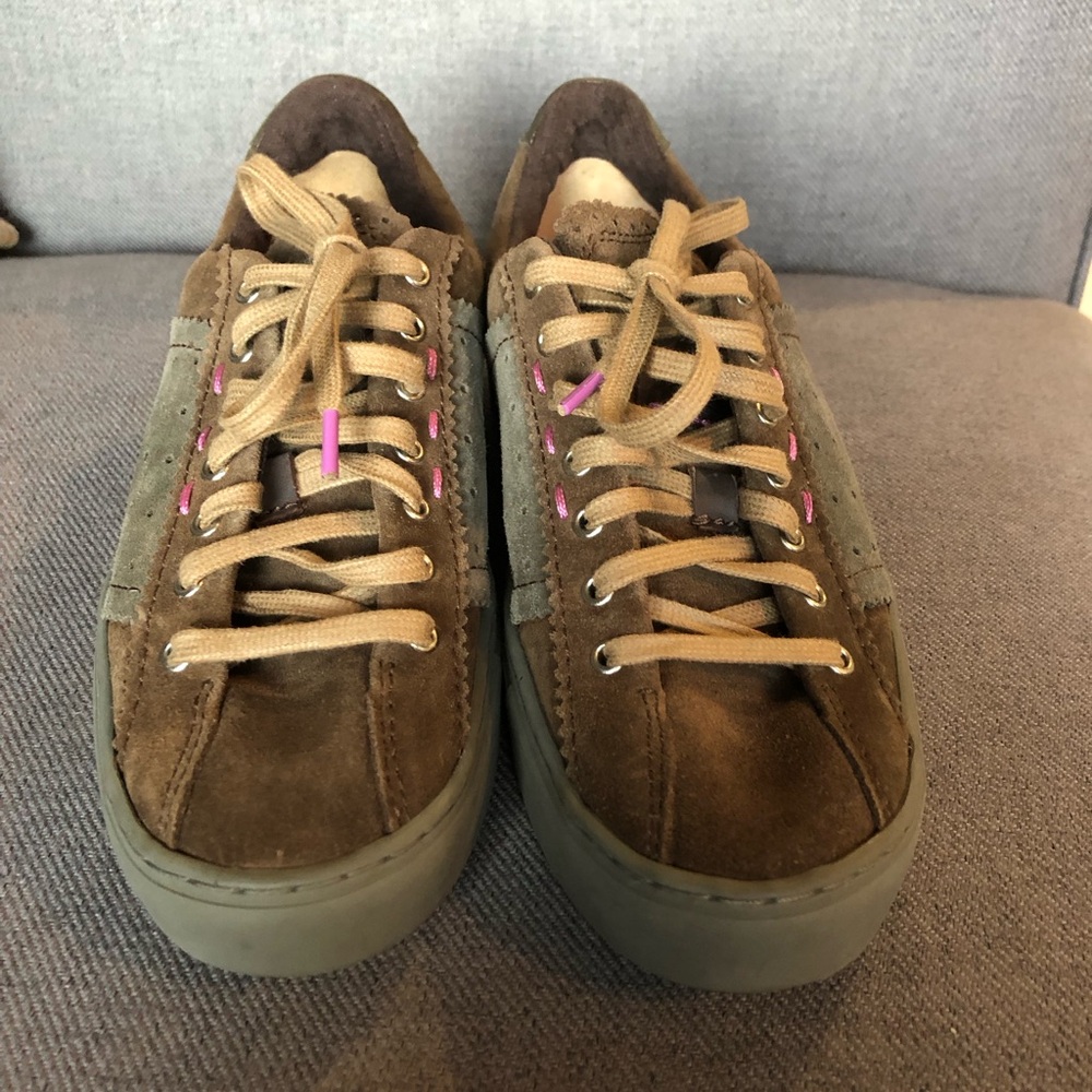 Satorisan Brown Suede Sneakers with Pink Accents